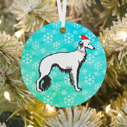 Silken Windhound-kerstmagisch Metalen Ornament (Insitu)