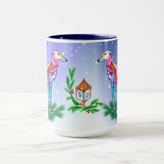 Silken Windhound Kerstmis Mok (Midden)