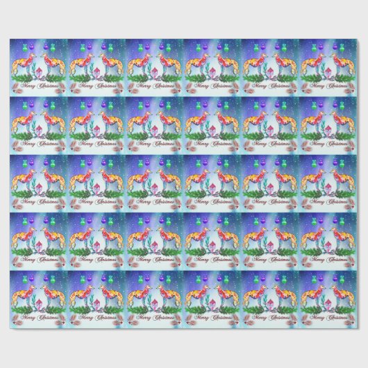Silken Windhound Merry Christmas Cadeaupapier (Vlak)