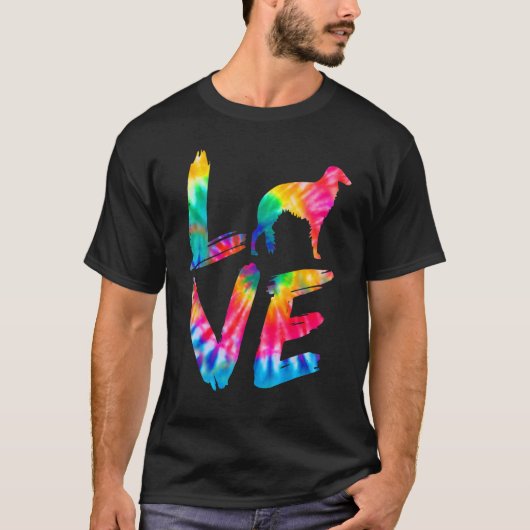 Silken Windhound Tie Dye Love Dog Mam T-shirt (Voorkant)