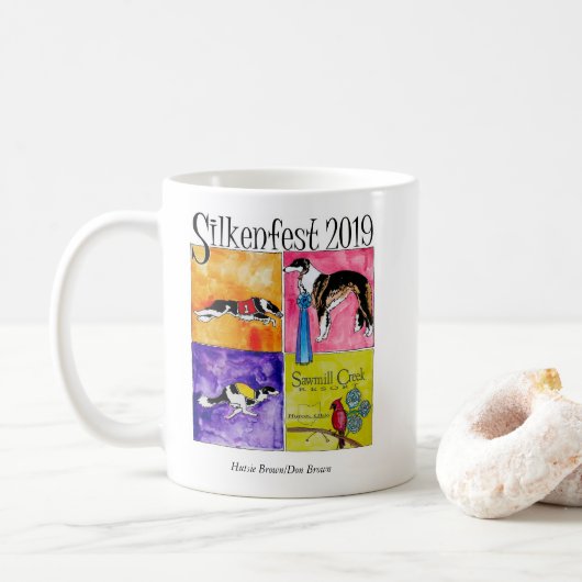 Silkenfest 2019 logo 2 koffiemok (Met donut)