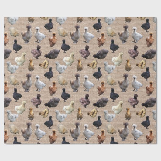 Silkie Bantam Burlap Cadeaupapier (Vlak)