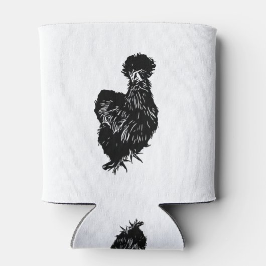 Silkie Bantam Chicken Line Art Tekening Blikjeskoeler (Achterkant)