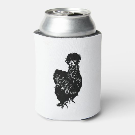 Silkie Bantam Chicken Line Art Tekening Blikjeskoeler (Blikje Achterkant)