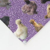 Silkie Bantam Chickens Faux Glitter Paars Fleece Deken (Hoek)