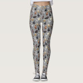 Silkie Bantam Chickens op Grey Burlap Leggings (Voorkant)