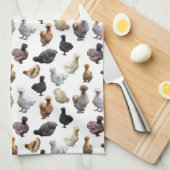 Silkie Bantam Chickens Theedoek (Quarter Fold)