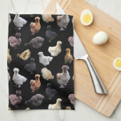 Silkie Bantam Chickens Theedoek (Quarter Fold)