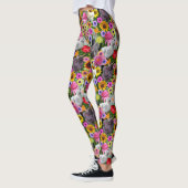Silkie Bantam Chickens Tropical Flowers Leaves Leggings (Links)