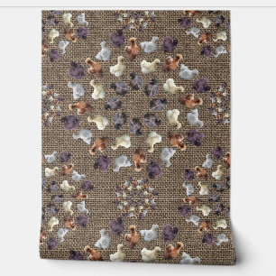 Silkie Bantam Kippen Burlap Boerderij Mandala Behang