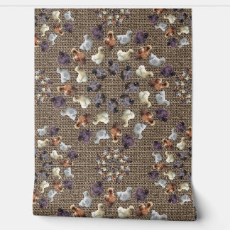 Silkie Bantam Kippen Burlap Boerderij Mandala Behang