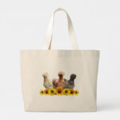 Silkie Bantam Kippen en zonnebloemen Grote Tote Bag (Achterkant)