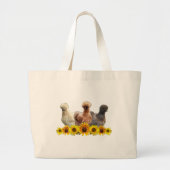 Silkie Bantam Kippen en zonnebloemen Grote Tote Bag (Voorkant)