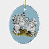 Silkie Bantam Splash Chickens Keramisch Ornament (Rechts)