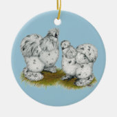 Silkie Bantam Splash Chickens Keramisch Ornament (Voorkant)