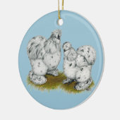 Silkie Bantam Splash Chickens Keramisch Ornament (Links)