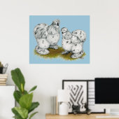 Silkie Bantam Splash Chickens Poster (Thuiskantoor)