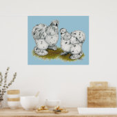 Silkie Bantam Splash Chickens Poster (Keuken)