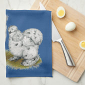 Silkie Bantam Splash Chickens Theedoek (Quarter Fold)