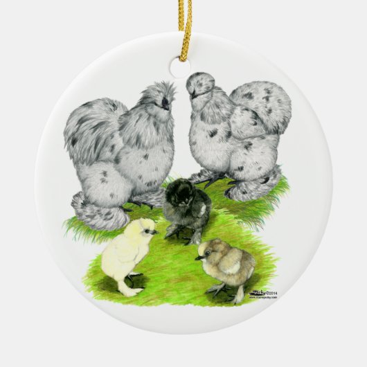 Silkie Bantam Splash Family Keramisch Ornament (Voorkant)