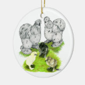 Silkie Bantam Splash Family Keramisch Ornament (Links)