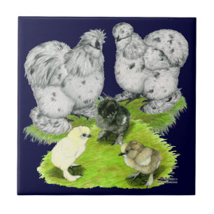 Silkie Bantam Splash Family Tegeltje