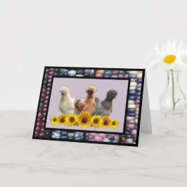 Silkie Bantam Zonnebloemen Rainbow Gem Corn Groet Kaart