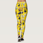 Silkie Bantams Kippen op zonnebloemgeel Leggings (Achterkant)