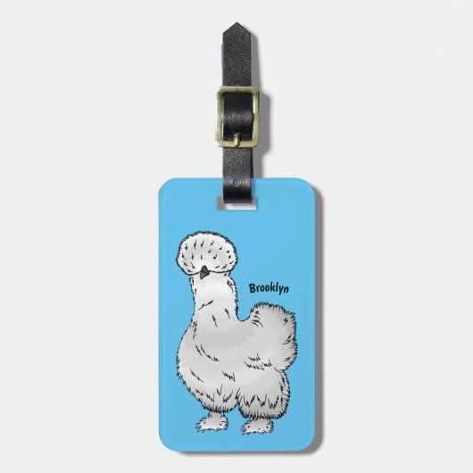 Silkie cartoon illustratie bagagelabel (Voorkant verticaal)