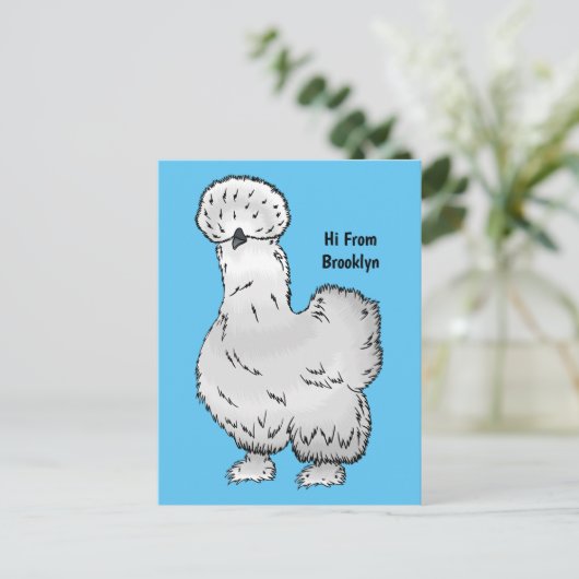 Silkie cartoon illustratie briefkaart (Staand voorkant)