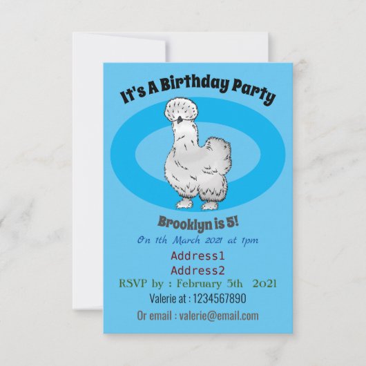 Silkie cartoon illustratie kaart (Voorkant)