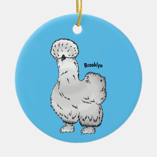Silkie cartoon illustratie keramisch ornament (Voorkant)