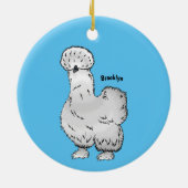 Silkie cartoon illustratie keramisch ornament (Achterkant)