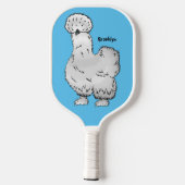 Silkie cartoon illustratie pickleball paddle (Achterkant)