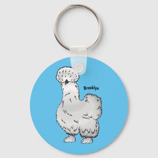 Silkie cartoon illustratie sleutelhanger (Voorkant)
