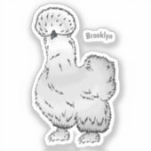 Silkie cartoon illustratie sticker (Voorkant)