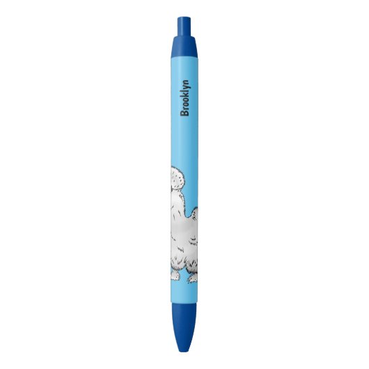 Silkie cartoon illustratie zwarte inkt pen (Voorkant Verticaal)