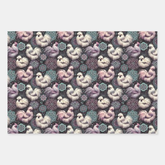 Silkie Chicken 3-vellen Flat Wrapping Paper Set (Voorkant 2)