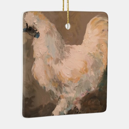 Silkie Chicken Farmhouse-kerstboomversiering Keramisch Ornament (Rechts)