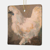 Silkie Chicken Farmhouse-kerstboomversiering Keramisch Ornament (Links)