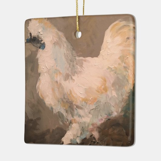 Silkie Chicken Farmhouse-kerstboomversiering Keramisch Ornament (Links)