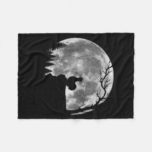 Silkie Chicken Moon Silhouette Funny Lazy Hallowee Fleece Deken (Voorkant (Horizontaal))