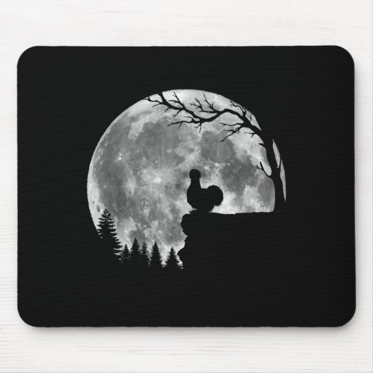 Silkie Chicken Moon Silhouette Funny Lazy Hallowee Muismat (Voorkant)