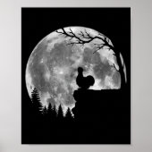 Silkie Chicken Moon Silhouette Funny Lazy Hallowee Poster (Voorkant)