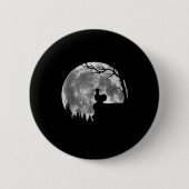 Silkie Chicken Moon Silhouette Funny Lazy Hallowee Ronde Button 5,7 Cm (Voorkant)