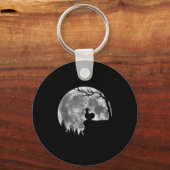 Silkie Chicken Moon Silhouette Funny Lazy Hallowee Sleutelhanger (Voorkant)
