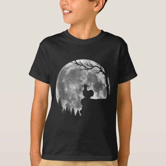 Silkie Chicken Moon Silhouette Funny Lazy Hallowee T-shirt (Voorkant)