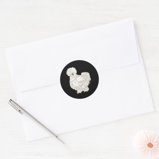 Silkie Chicken Ronde Sticker (Envelop)