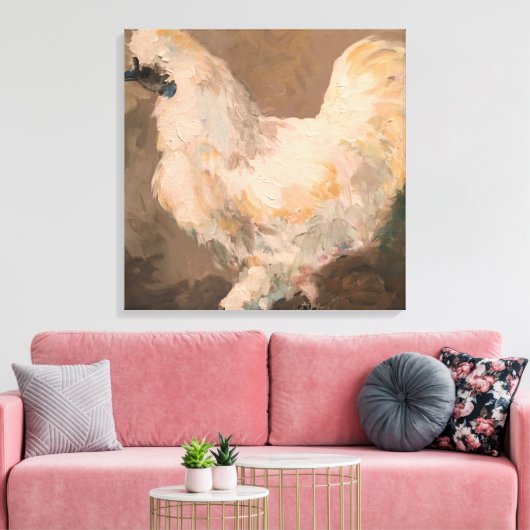 Silkie Chicken Stretched Canvas Schilderij van Jac (Insitu (Woonkamer))