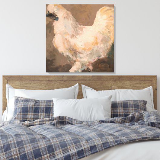 Silkie Chicken Stretched Canvas Schilderij van Jac (Insitu (Slaapkamer))